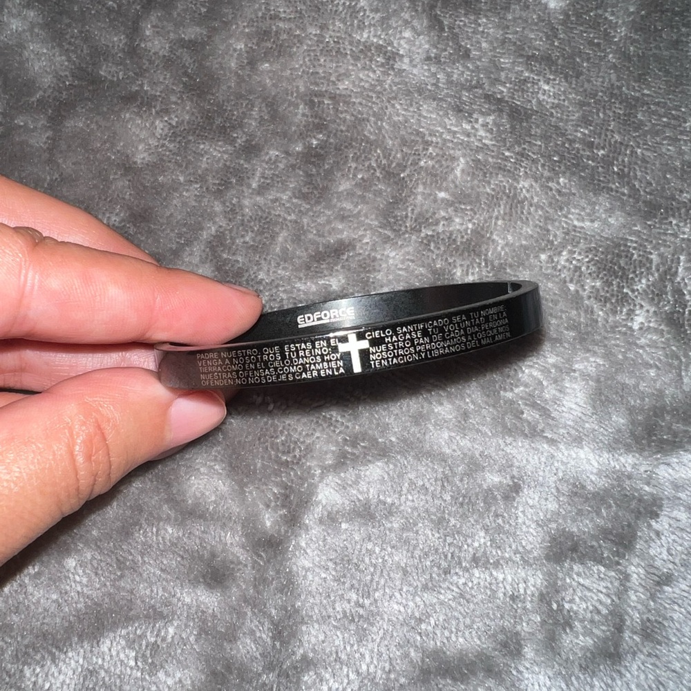 EDFORCE “Padre Nuestro” (“Our Father”) Prayer Bangle Bracelet (Surgical Steel)